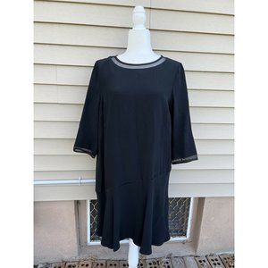 Lafayette 148 New York Womens Sleeve 3/4 Dress in Black, Size 14